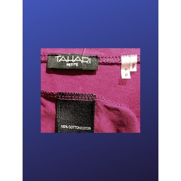 TAHARI PETITE Pull-on Top, MAGENTA/SILVER METALLIC, Women's Size SP, NWOT - Picture 4 of 9